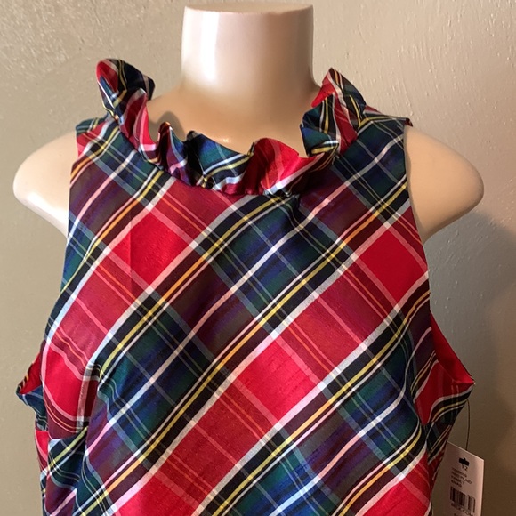 Crown & Ivy size 12 Red Plaid Family holiday dress pockets lined ruffled - Picture 3 of 8